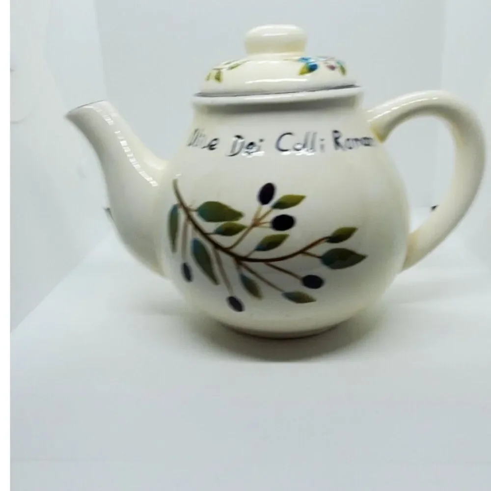 Vintage Casa Elite Olives Leaves Teapot Olive Dei Calli Romani Italian Cottage